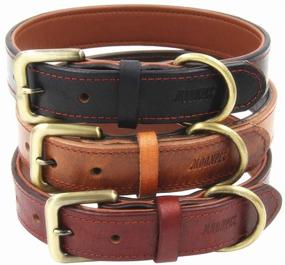 img 4 attached to Moonpet Soft Padded Genuine Leather Dog Collar - Premium Full Grain & Heavy Duty - Durable, Adjustable for Small, Medium, Large & X-Large Male & Female Dogs - Ideal for Walking, Running, Training