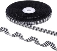 black gingham taffeta plaid polyester ribbon with woven edge - 50 yards logo