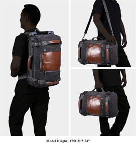 img 2 attached to 🎒 WITZMAN Canvas Backpack: Stylish Vintage Duffel Bag with Laptop Compartment, Ideal for Travel and Everyday Use (18.5 inch Black)