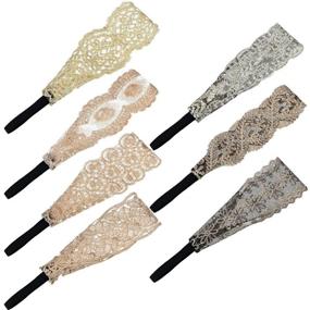 img 3 attached to 👸 Elegant Wide Lace Headbands for Women and Girls - Stretch Headwrap Hair Turban Accessories