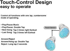 img 1 attached to 🎧 Беспроводные наушники Dualpow Nanobuds Bluetooth 5.0: сенсорное управление, воспроизведение до 20 часов, автоподключение - белые