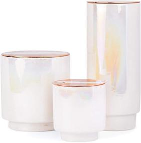 img 1 attached to 🕯️ Paddywax Candles Glow Collection: Small 5 Ounce Scented Soy Wax Blend Candle in Iridescent Ceramic Pot - Cotton & Teak Fragrance