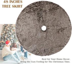 img 3 attached to 🎄 GMOEGEFT Christmas Tree Skirt: 48-Inch Brown Plush Faux Fur Xmas Holiday Decors & Ornaments