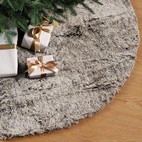 img 4 attached to 🎄 GMOEGEFT Christmas Tree Skirt: 48-Inch Brown Plush Faux Fur Xmas Holiday Decors & Ornaments