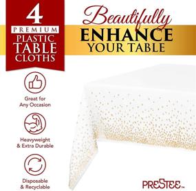 img 3 attached to White Plastic Tablecloth - 4 Pack - 54 X 108 - Gold Dot Disposable Tablecloths