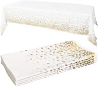 white plastic tablecloth - 4 pack - 54 x 108 - gold dot disposable tablecloths logo