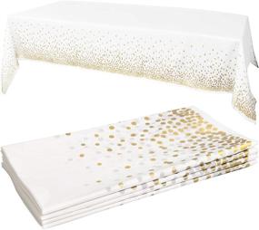 img 4 attached to White Plastic Tablecloth - 4 Pack - 54 X 108 - Gold Dot Disposable Tablecloths