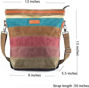 img 1 attached to 👜 Stylish and Versatile Multi-Color Striped Lattice Canvas Handbag for Women - SNUG STAR Shoulder Purse Bag Tote
