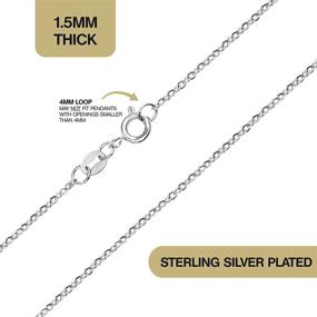 img 2 attached to 📿 KISPER 1.5mm Thin Cable Link Chain Necklace - Sterling Silver Over Stainless Steel