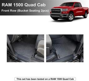 img 4 attached to 🔩 YelloPro Автоматическая коврик специальной посадки для 2019-2020 Dodge Ram 1500 Quad Cab - Противоскользящая защита от всех погодных условий - Первый ряд (сиденья ведрообразной формы)