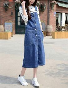 img 2 attached to 👗 Stylish Women's Midi Length Denim Jeans Overall Pinafore Dress Skirt by Yeokou