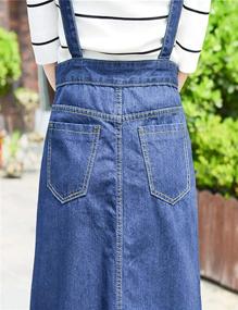 img 1 attached to 👗 Stylish Women's Midi Length Denim Jeans Overall Pinafore Dress Skirt by Yeokou