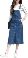 👗 stylish women's midi length denim jeans overall pinafore dress skirt by yeokou logo