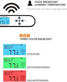 img 3 attached to Amexia Waterproof Instant Read Digital Meat Thermometer with Alarm, Green Display, and Lighted Display - Ideal for Kitchen, BBQ, Grill, Candy, Baking