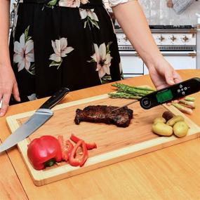 img 2 attached to Amexia Waterproof Instant Read Digital Meat Thermometer with Alarm, Green Display, and Lighted Display - Ideal for Kitchen, BBQ, Grill, Candy, Baking