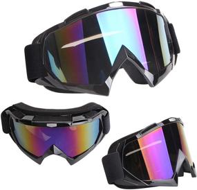 img 1 attached to Motorcycle Goggles Dirt Bike Goggles Motocross Goggles Windproof ATV Goggles Dustproof Dirtbike Goggle Offroad Goggles Anti-Scratch Dirtbike Goggles PU Resin Skiing Goggles (Black Frame Color Lens)