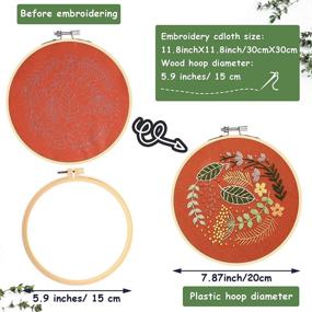 img 3 attached to 🧵 Embroidery Starter Kit (4 Sets) with Stamped Floral Pattern Cloth, Embroidery Hoop, Sewing Needles, Colorful Floss, and Instructions - Ideal for DIY Sewing Beginners, Adults, and Kids