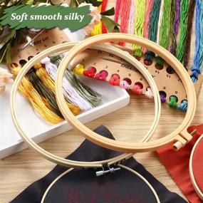 img 1 attached to 🧵 Embroidery Starter Kit (4 Sets) with Stamped Floral Pattern Cloth, Embroidery Hoop, Sewing Needles, Colorful Floss, and Instructions - Ideal for DIY Sewing Beginners, Adults, and Kids