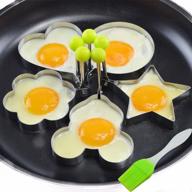 🍳 thickened stainless steel nonstick egg cooker ring set of 5 with oil brush - neon, reinforced mold for fried eggs and pancakes logo