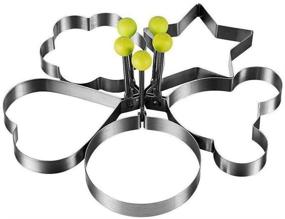 img 1 attached to 🍳 Thickened Stainless Steel Nonstick Egg Cooker Ring Set of 5 with Oil Brush - Neon, Reinforced Mold for Fried Eggs and Pancakes