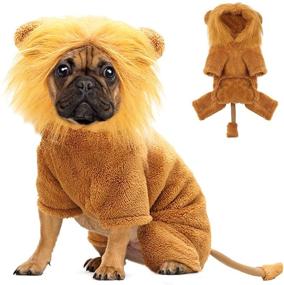 img 4 attached to 🦁 BWOGUE Dog Lion Costume: Pet Halloween Cosplay Dress for Dogs & Cats - Warm Animal Fleece Hoodie Outfits
