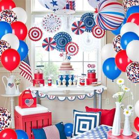 img 1 attached to 🎈 Vibrant JOYYPOP 80Pcs Red White and Blue Latex Balloons + Confetti: Perfect 4th of July Décor, Independence Day Anniversary Celebration