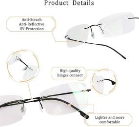 img 3 attached to 👓 LifeArt Blue Light Blocking Glasses: Reduce Eyestrain and Enhance Style with Rimless Frame, Tinted Lens and Diamond Accent – Ideal for Men and Women (Black, No Magnification)