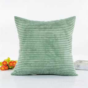 img 3 attached to 🎄 Christmas Decorative Corduroy Throw Pillow Cover Set - Super Soft Velvet Sofa Cushion Covers for Couch - Pack of 2, Square Green Pink Pillowcases - 18X18 Inches