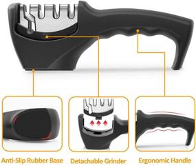img 2 attached to 🔪 Ультимативный 4-в-1 ножеточка для кухонных ножей: Восстанавливает, заточивает и полирует лезвия без усилий! В комплекте мини-ножеточка, противоскользящая перчатка, идеально подходит для кухни, барбекю и кемпинга.