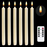 flameless led taper candles with remote control - 10 inch ivory 🕯️ candles, pack of 6 - ideal for halloween, home wedding, and christmas decor логотип