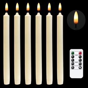 img 4 attached to Flameless LED Taper Candles with Remote Control - 10 Inch Ivory 🕯️ Candles, Pack of 6 - Ideal for Halloween, Home Wedding, and Christmas Decor