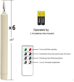 img 3 attached to Flameless LED Taper Candles with Remote Control - 10 Inch Ivory 🕯️ Candles, Pack of 6 - Ideal for Halloween, Home Wedding, and Christmas Decor