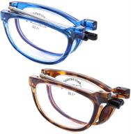 doovic 2-pack blue light blocking folding reading glasses: stylish, compact, and spring hinged readers for women and men (2.00 strength) logo