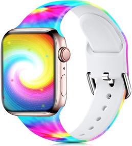 img 4 attached to 🌸 Wepro Floral Silicone Wrist Bands Replacement for Apple Watch 38mm 40mm, Compatible with iWatch SE, Series 6, 5, 4, 3, 2, 1 - Fadeless Floral Pattern Print, Color Floral, S/M Size