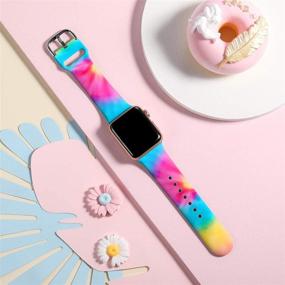 img 3 attached to 🌸 Wepro Floral Silicone Wrist Bands Replacement for Apple Watch 38mm 40mm, Compatible with iWatch SE, Series 6, 5, 4, 3, 2, 1 - Fadeless Floral Pattern Print, Color Floral, S/M Size