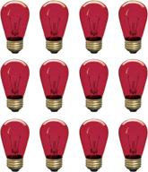 💡 incandescent red s14 edison light bulb, 12-pack string light replacement, e26 medium base, 130v logo