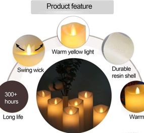 img 2 attached to 🕯️ Flameless Candles Set of 6 – Battery Operated LED Candlesticks with Remote Control, Timer, and Flash Flame – White, 5", 6", 7" H (2.2" D)