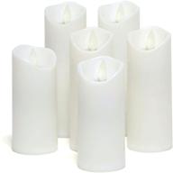 🕯️ flameless candles set of 6 – battery operated led candlesticks with remote control, timer, and flash flame – white, 5", 6", 7" h (2.2" d) logo