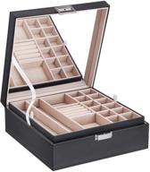 💍 organize your jewelry in style: 40 section jewelry box organizer with large mirror and drawer - perfect for girls, teens, and women - pu leather black ssh01b логотип