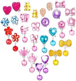 img 1 attached to 🎉 14 Pairs Clip-on Girls Play Earrings in Various Styles, Perfect for Party Favors, Packaged in 2 Clear Boxes (Style 2)