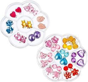 img 3 attached to 🎉 14 Pairs Clip-on Girls Play Earrings in Various Styles, Perfect for Party Favors, Packaged in 2 Clear Boxes (Style 2)