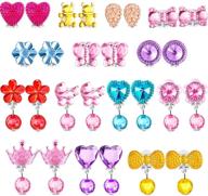 🎉 14 pairs clip-on girls play earrings in various styles, perfect for party favors, packaged in 2 clear boxes (style 2) logo