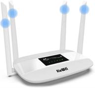 🌐 kuwfi 4g lte cpe wireless wifi internet router 300mbps unlocked with sim card slot, 4 antennas - compatible with ca, usa, mx, and select central american countries - excludes verizon sim card logo