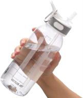 bpa-free 32oz reusable water bottle with straw lid - leakproof tritan water jug for home fitness, outdoor hiking, and workouts - dishwasher safe drinking water bottle логотип