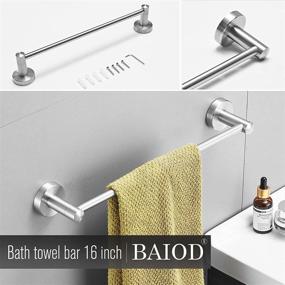 img 3 attached to 🛁 Premium 6-Piece Bathroom Hardware Set: Wall Mounted Brushed Nickel, 304 Stainless Steel. Includes 16-inch Towel Bar, Toilet Paper Holder, Towel Ring, and 3 Towel Hooks. Stylish and Functional Bathroom Towel Rack Set.