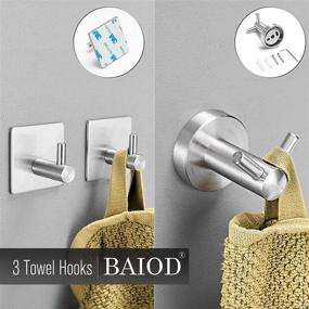 img 2 attached to 🛁 Premium 6-Piece Bathroom Hardware Set: Wall Mounted Brushed Nickel, 304 Stainless Steel. Includes 16-inch Towel Bar, Toilet Paper Holder, Towel Ring, and 3 Towel Hooks. Stylish and Functional Bathroom Towel Rack Set.