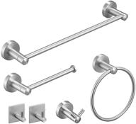 🛁 premium 6-piece bathroom hardware set: wall mounted brushed nickel, 304 stainless steel. includes 16-inch towel bar, toilet paper holder, towel ring, and 3 towel hooks. stylish and functional bathroom towel rack set. logo