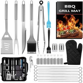 img 4 attached to Ultimate 31Pcs BBQ Grill Accessories Set - CGSGDK Grilling Tools with Storage Bag, Extra Thick Stainless Steel Spatula Fork & Tongs - Perfect Barbecue Utensils for Camping, Kitchen, Outdoor, Backyard, Barbecue Party