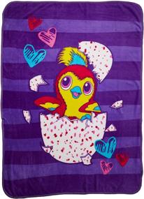 img 3 attached to 🌸 Hatchimals Plush Throw: Cute Pink and Purple Blanket for Girls - 46 x 60 Inches
