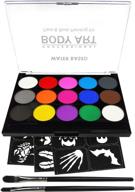 🎨 kid's face paint kit: professional quality, hypoallergenic & non-toxic, ideal for halloween parties - 15 colors + brushes logo